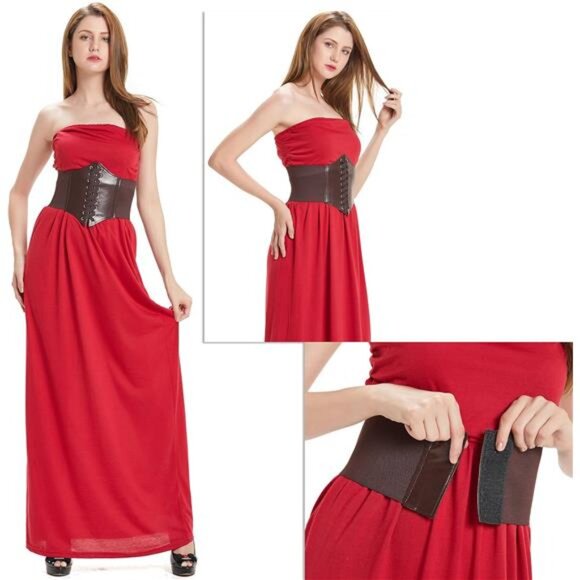 Womens Corset Belts Lace-up Tied Waspie Belt Retro Waist Cinch Belt - Picture 3 of 7